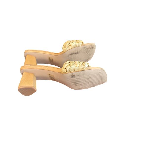 Steve Madden Saged Raffia Braided Block Heel Mule Sandals Size 8-3" Heel - Picture 6 of 7